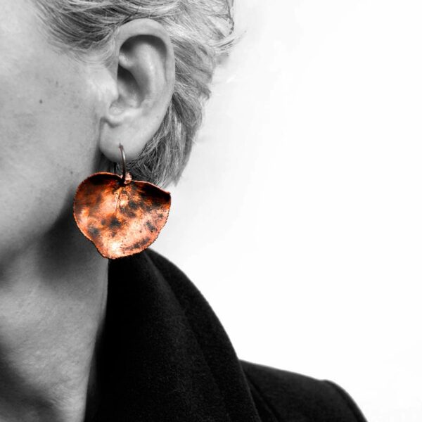 Pendientes de cobre y plata Eucalipto