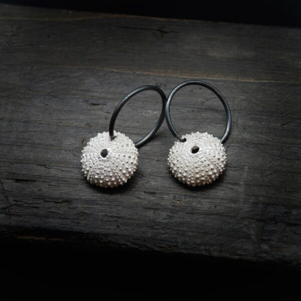 Pendientes de plata Erizo